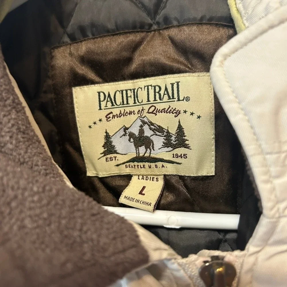 Pacific Trail Seattle USA Cream Beige Quilted Lined Outdoor Jacket Womens Large